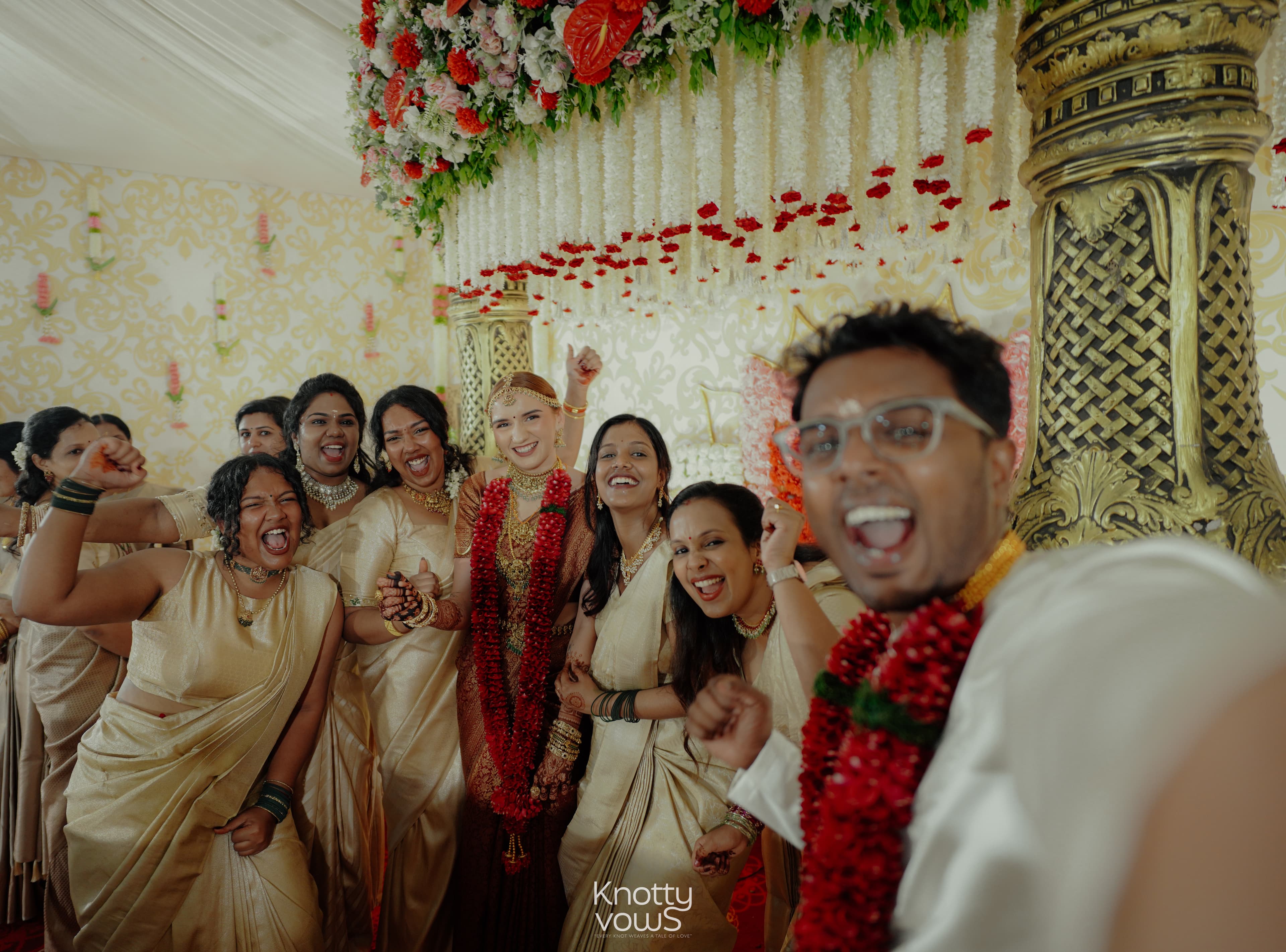 Candid wedding photography featuring a couple's joyful moment at a Kerala backwaters destination wedding